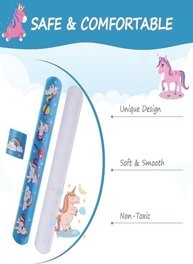 SNAPTRON Unicorn Theme Return Gifts For Kids Birthday- 12Pcs Unicorn Theme Slap Bracelets For Kids Boys, Girls- Best Birthday Return Gifts For Kids, Slap Bands for kids - Image 3